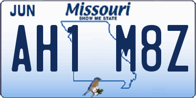 MO license plate AH1M8Z