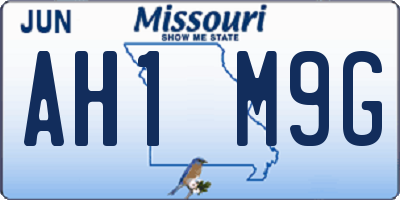 MO license plate AH1M9G