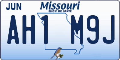 MO license plate AH1M9J