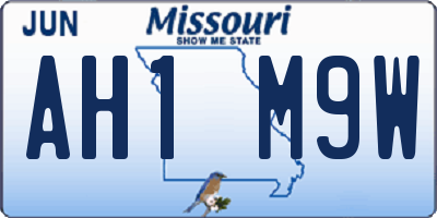 MO license plate AH1M9W