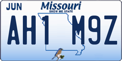 MO license plate AH1M9Z