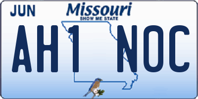 MO license plate AH1N0C