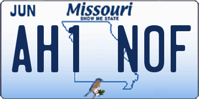 MO license plate AH1N0F