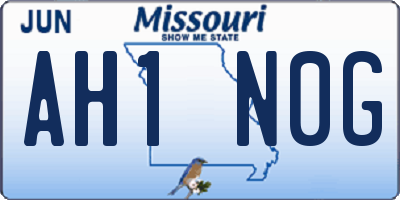 MO license plate AH1N0G