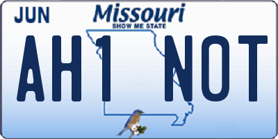 MO license plate AH1N0T