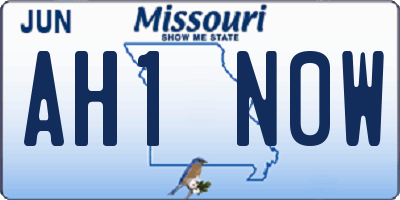 MO license plate AH1N0W