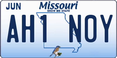 MO license plate AH1N0Y