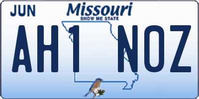 MO license plate AH1N0Z