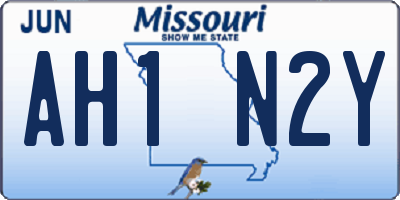 MO license plate AH1N2Y