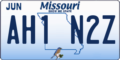 MO license plate AH1N2Z