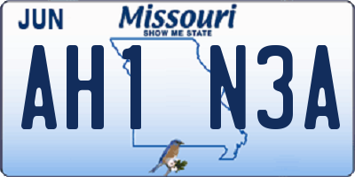 MO license plate AH1N3A