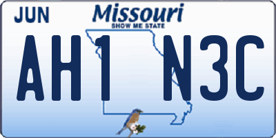 MO license plate AH1N3C