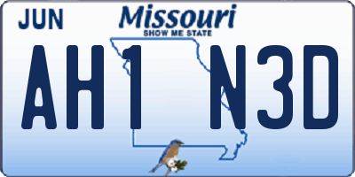 MO license plate AH1N3D