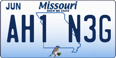 MO license plate AH1N3G