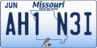 MO license plate AH1N3I