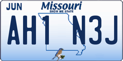 MO license plate AH1N3J