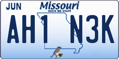 MO license plate AH1N3K