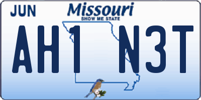 MO license plate AH1N3T