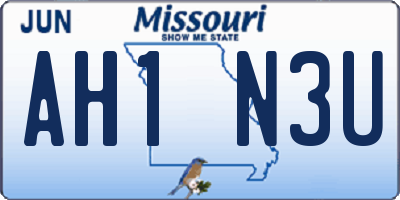 MO license plate AH1N3U