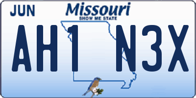 MO license plate AH1N3X