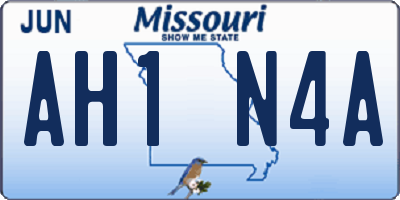 MO license plate AH1N4A