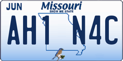 MO license plate AH1N4C