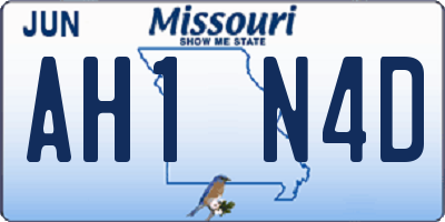 MO license plate AH1N4D