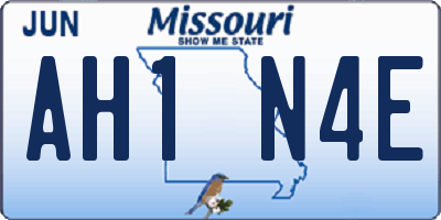 MO license plate AH1N4E