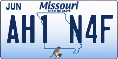 MO license plate AH1N4F