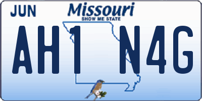 MO license plate AH1N4G