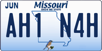 MO license plate AH1N4H