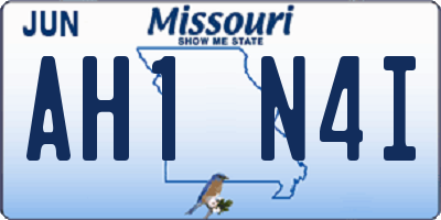 MO license plate AH1N4I