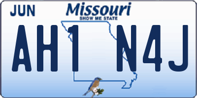 MO license plate AH1N4J