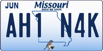 MO license plate AH1N4K