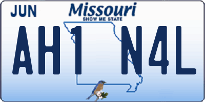 MO license plate AH1N4L