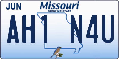 MO license plate AH1N4U