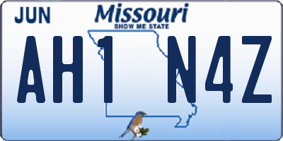 MO license plate AH1N4Z