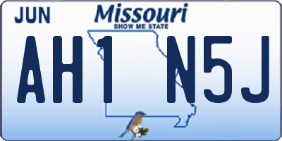 MO license plate AH1N5J