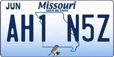 MO license plate AH1N5Z