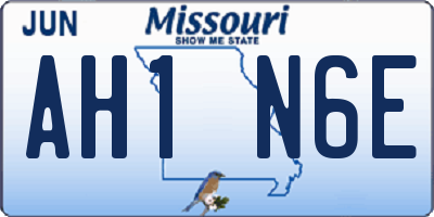 MO license plate AH1N6E