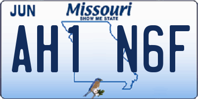 MO license plate AH1N6F