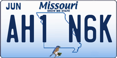 MO license plate AH1N6K