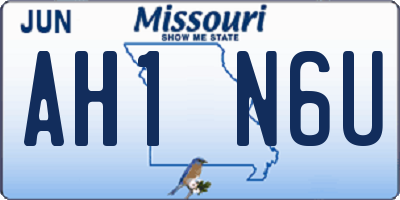 MO license plate AH1N6U