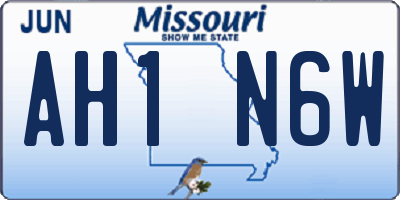 MO license plate AH1N6W