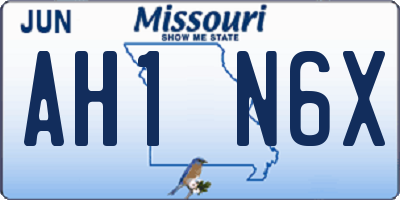 MO license plate AH1N6X