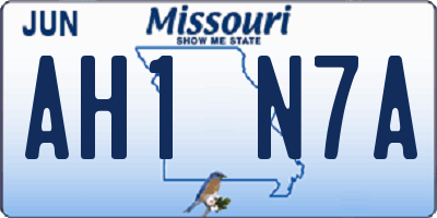 MO license plate AH1N7A