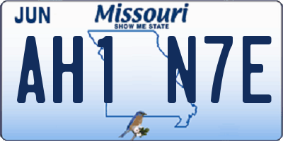 MO license plate AH1N7E