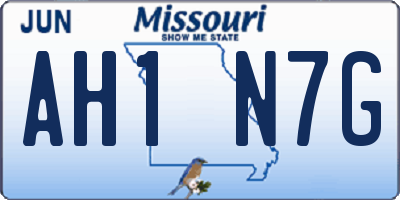 MO license plate AH1N7G