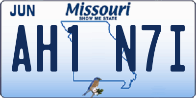 MO license plate AH1N7I