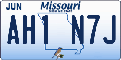 MO license plate AH1N7J